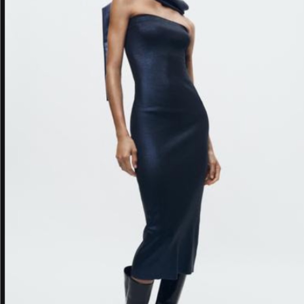Zara Midnight Blue Strapless Dress